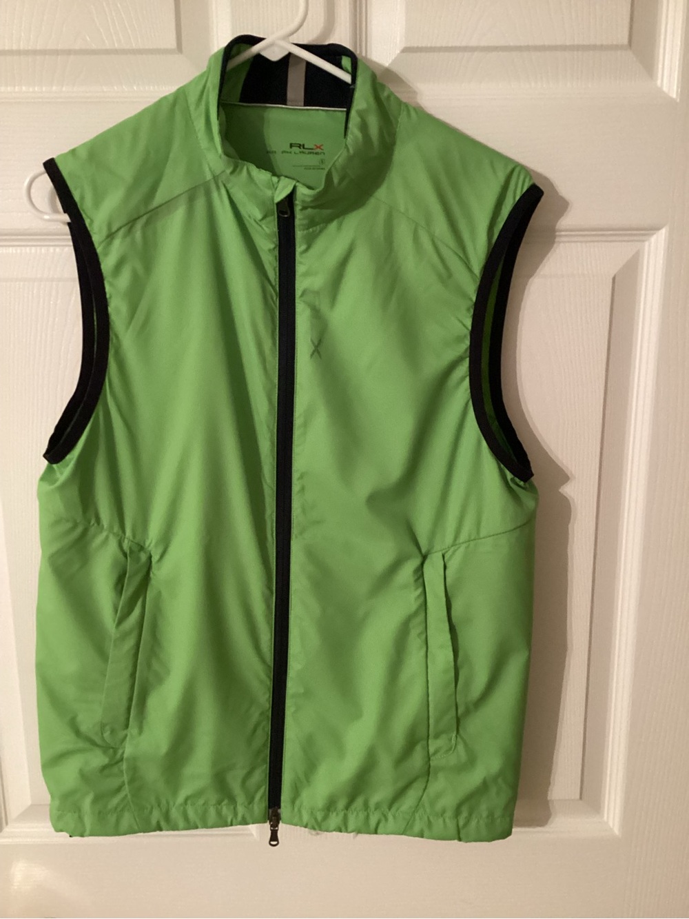 RLX Ralph Lauren Vibrant Lime Green Performance Golf Vest with Black Trim